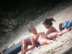 Naked brunette woman nude beach candid video