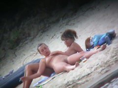 Naked brunette woman nude beach candid video