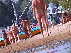 Nudist video at the beach with hot mature babes