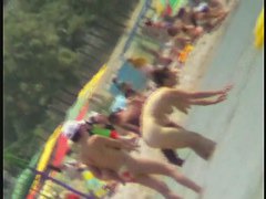 Voyeur beach nudity with hot teen babes topless