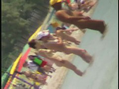 Voyeur beach nudity with hot teen babes topless