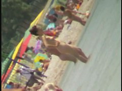 Voyeur beach nudity with hot teen babes topless