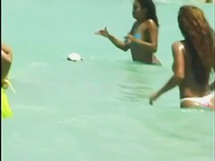 Several fit foxy ladies on a nudist beach, big boobs, big ass porno