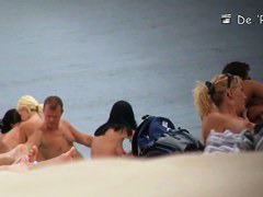 Blonde model on the nude beach voyeur video