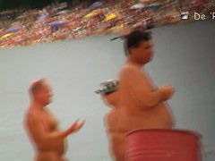 Blonde model on the nude beach voyeur video