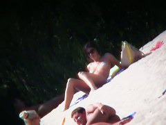 This beach is like a heaven for oiled big tit hunter