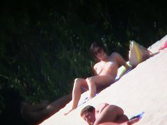 This beach is like a heaven for oiled big tit hunter