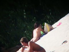 This beach is like a heaven for oiled big tit hunter