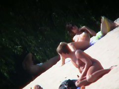 This beach is like a heaven for oiled big tit hunter