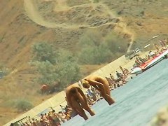 Sexy naked people in a beach spy voyeur video