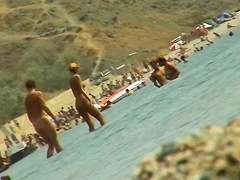 Sexy naked people in a beach spy voyeur video