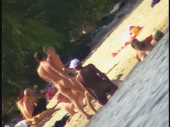 Thin and fit girls on the nude beach voyeur video