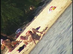 Thin and fit girls on the nude beach voyeur video