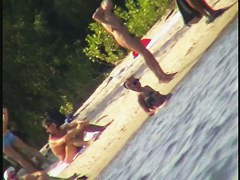 Thin and fit girls on the nude beach voyeur video