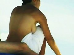 Aroused nipples on a nude beach vid