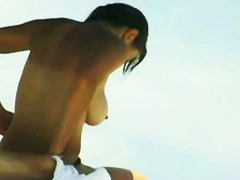 Aroused nipples on a nude beach vid