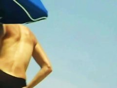 Aroused nipples on a nude beach vid