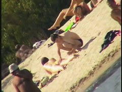 College nudist sluts on hidden beach voyeur vid