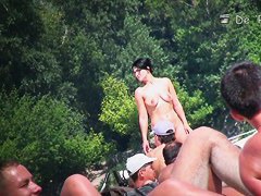 Extreme models with beverages on the nude beach voyeur video
