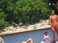 Perfect day with nude girls on the hot summer beach