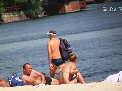 Perfect day with nude girls on the hot summer beach