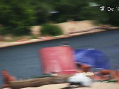 Perfect day with nude girls on the hot summer beach