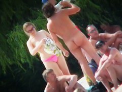 Amazing amateur teen blondes nudist voyeur vid