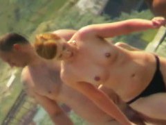 Beach voyeur hunting attractive nudist cooling in the sea