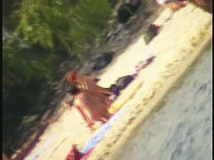 My beach spy cam video of a cute redhead coming out of the water