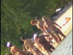 My beach spy cam video of a cute redhead coming out of the water