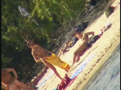 My beach spy cam video of a cute redhead coming out of the water