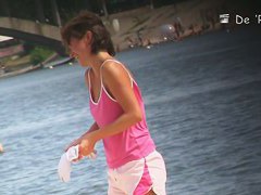 Voyeur beach nudity and topless show with hot girls