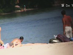 Skinny teens and busty mature babes at nudist beach