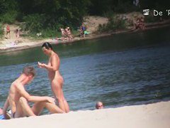 Skinny teens and busty mature babes at nudist beach