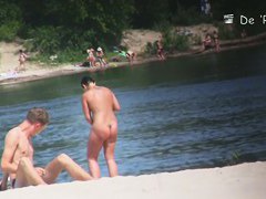 Skinny teens and busty mature babes at nudist beach