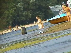 Russian nudist beach with couples sunbathing sweet