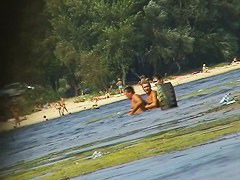 Russian nudist beach with couples sunbathing sweet