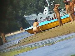 Russian nudist beach with couples sunbathing sweet