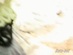 Sexy downblowse view with small tits Asian babe at the beach