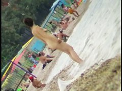 Hidden cam on a nudist beach shows men and women