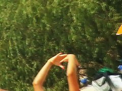 Beach video of perfect boobs being rubbed with tanning oil