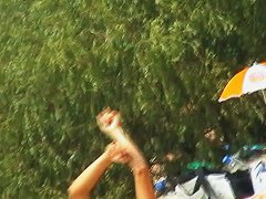 Beach video of perfect boobs being rubbed with tanning oil