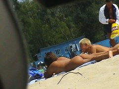 Spycam on beach recording hot naked amateur booties