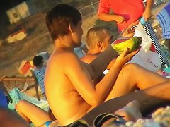 Ladies on the nudist beach exposed to the hidden cam