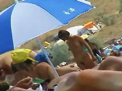 Amazing nudist girls on a hidden beach voyeur vid