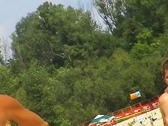 Gorgeous young nudist beach voyeur vid