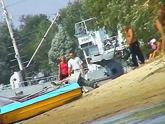 Hot mature women filmed by a voyeur on the nudist beach