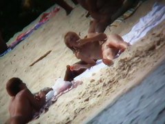 Naked mature babe captured by voyeur nudist beach
