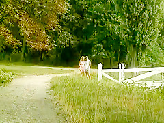 German blonde girl fucked outdoor dp
