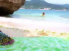 Hottest Japanese model Rin Aikawa in Incredible Beach, Couple JAV movie